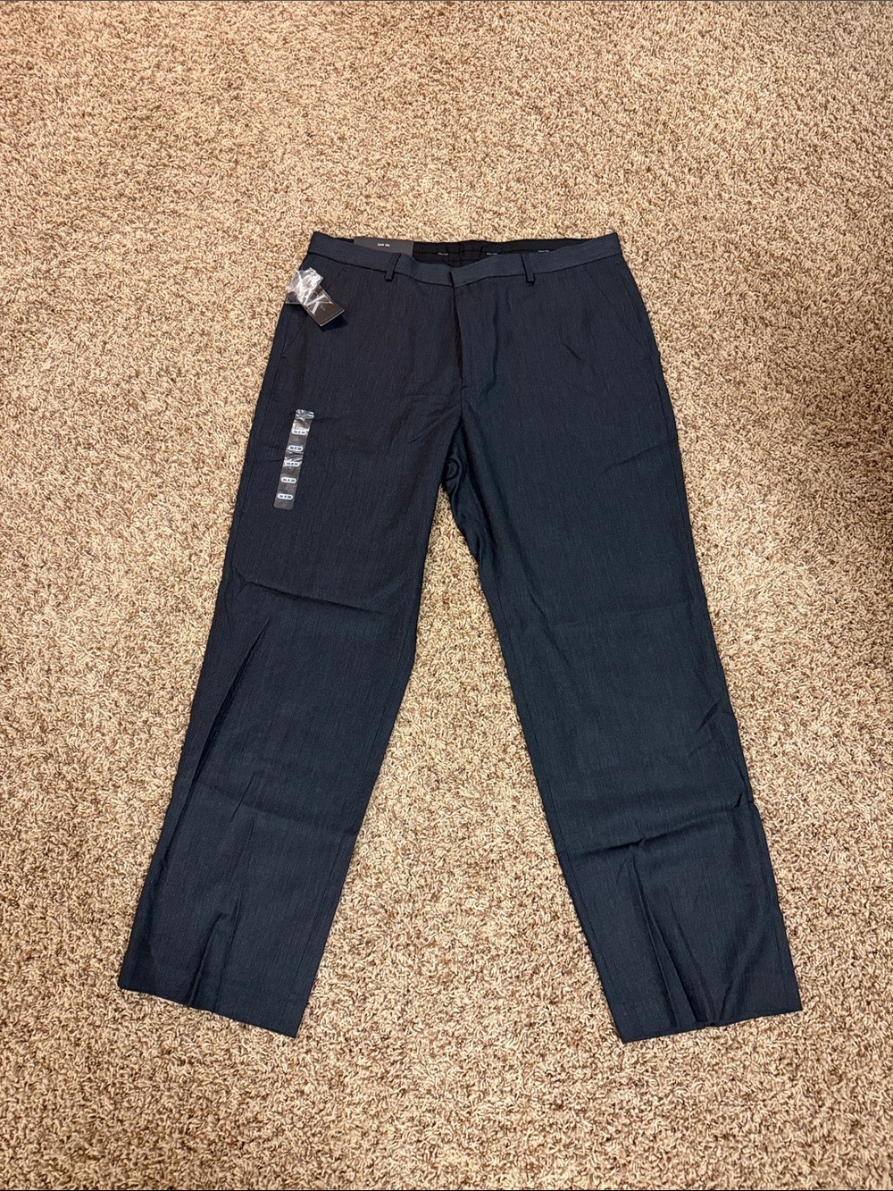 Calvin Klein Men's Dark Navy Pinstripe Dress Slacks